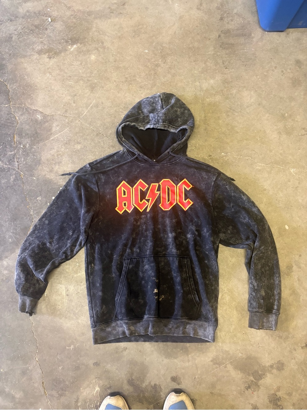 AC/DC Black Mineral Wash Hoodie